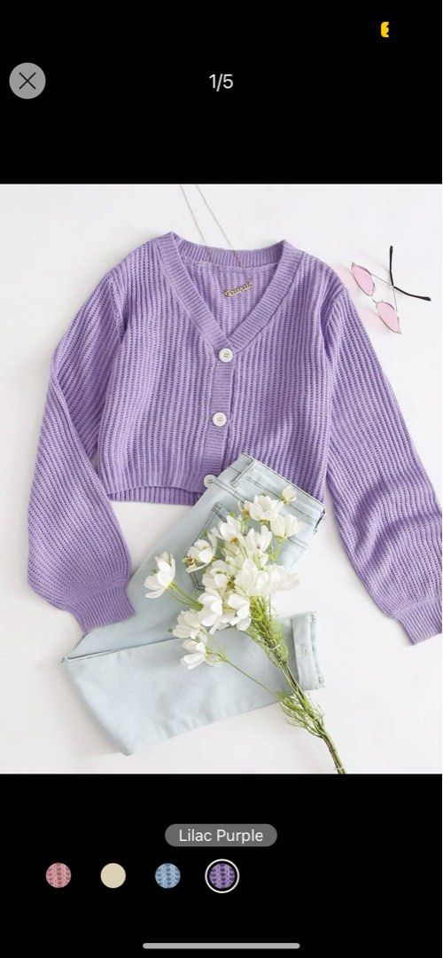 purple cardigan button up