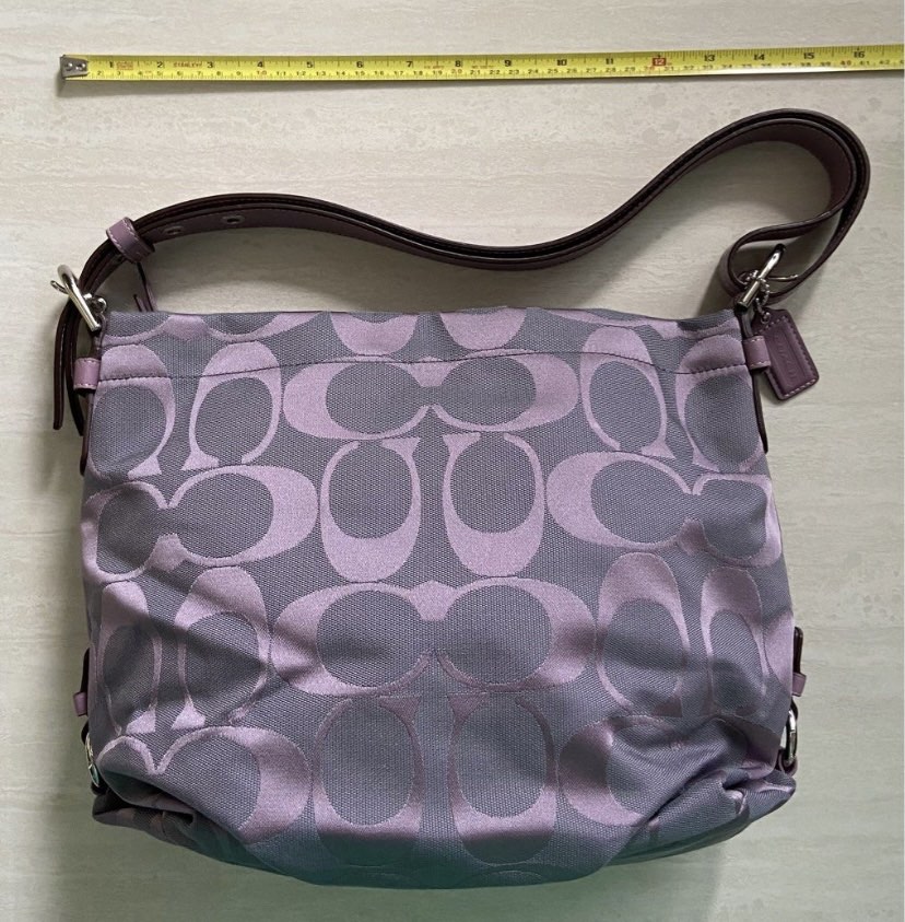 Auth Coach lilac purple bowling bag purse handbag zip top double strap |  eBay