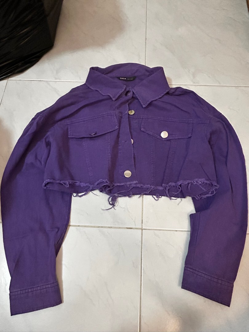 Purple Cropped Denim Jacket