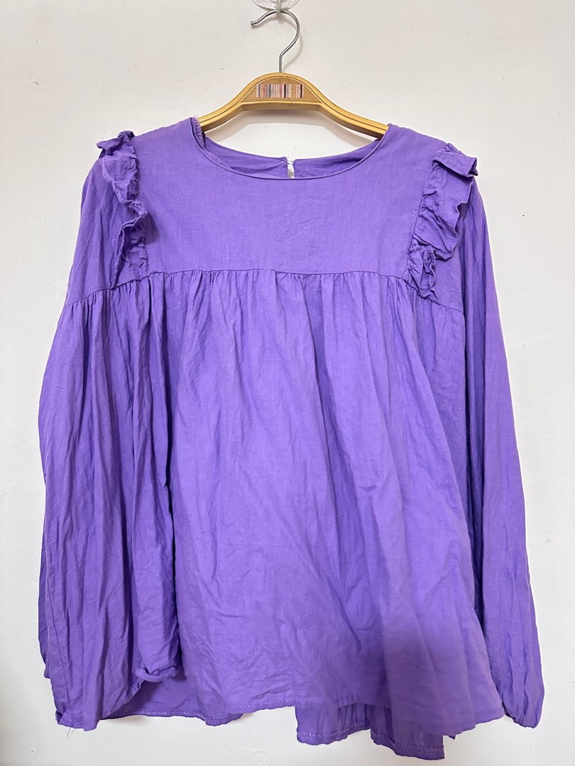 Purple Top, Women's Fashion, Tops, Longsleeves on Carousell