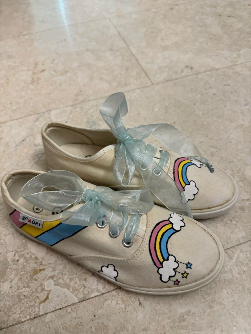 Rainbow painted shoes Women s Fashion Footwear Flats on Carousell