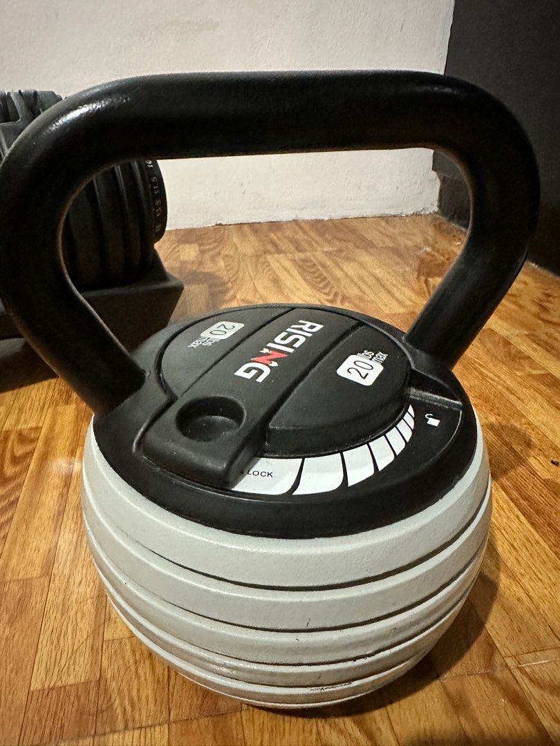 Rising - Adjustable Kettlebell (20 lbs max) (Category: Weights & Dumbbells) located in Quezon City. Submitted by wildstorm.196d06 (Listing ID 1271300036, Image 2). Description: Adjustable kettlebell — with 6 drop cast iron plates which can be removed or added to alter the weight of the kettlebell..