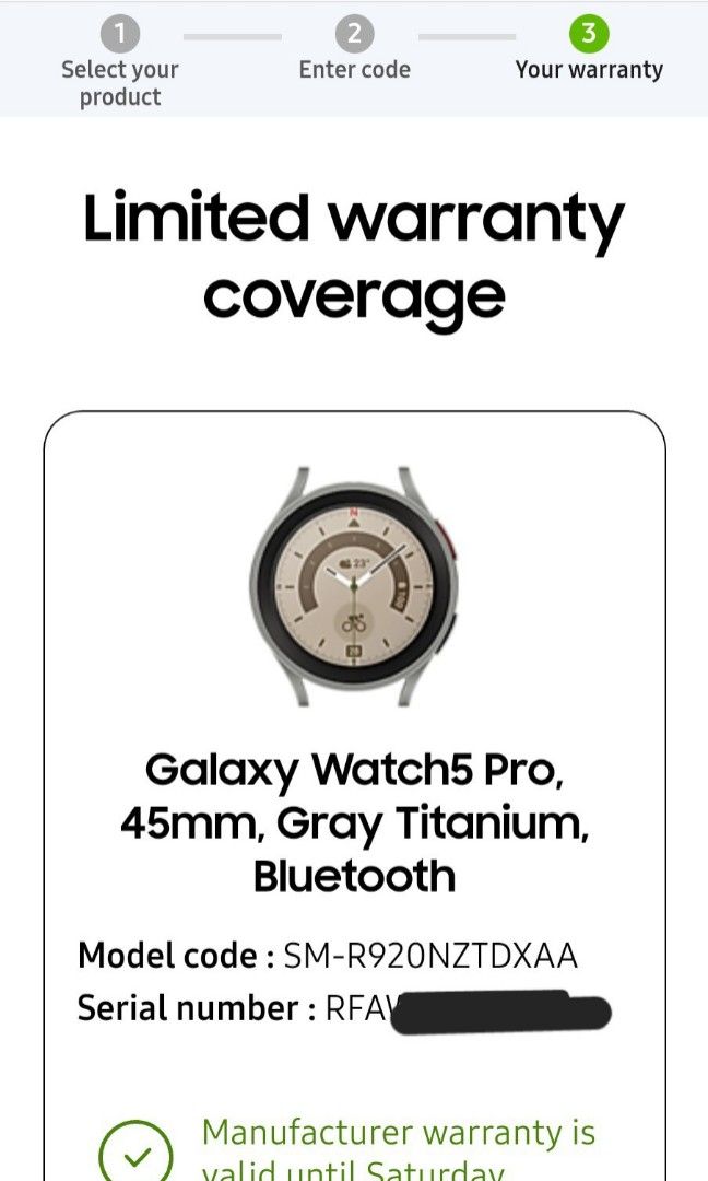 Samsung galaxy watch hotsell 3 serial number