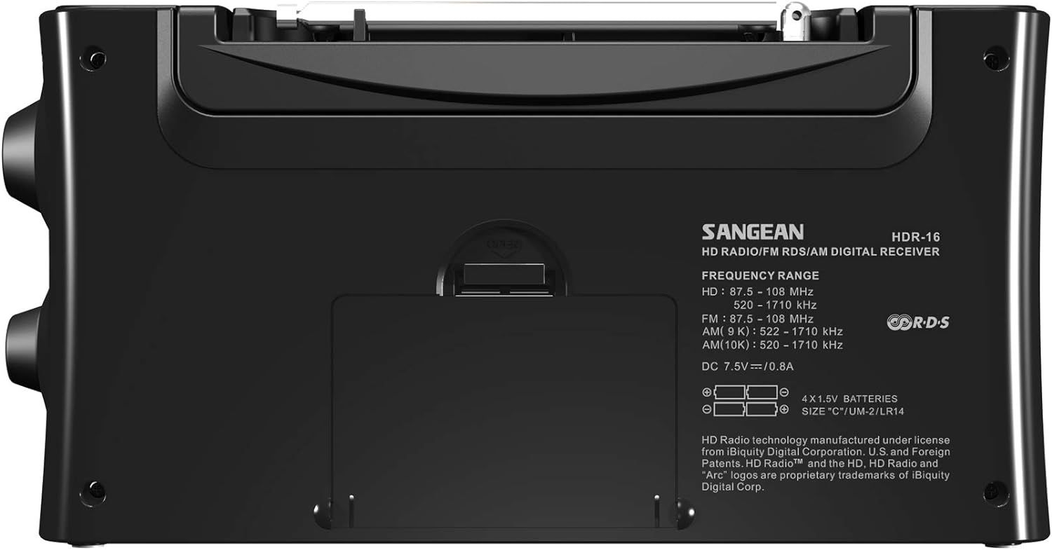 Sangean Portable AM/FM Radio, Black, HDR-16 