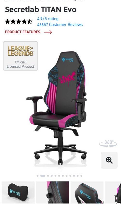 Secret Lab Gaming Chair JINX Edition, Video Gaming, Gaming Accessories