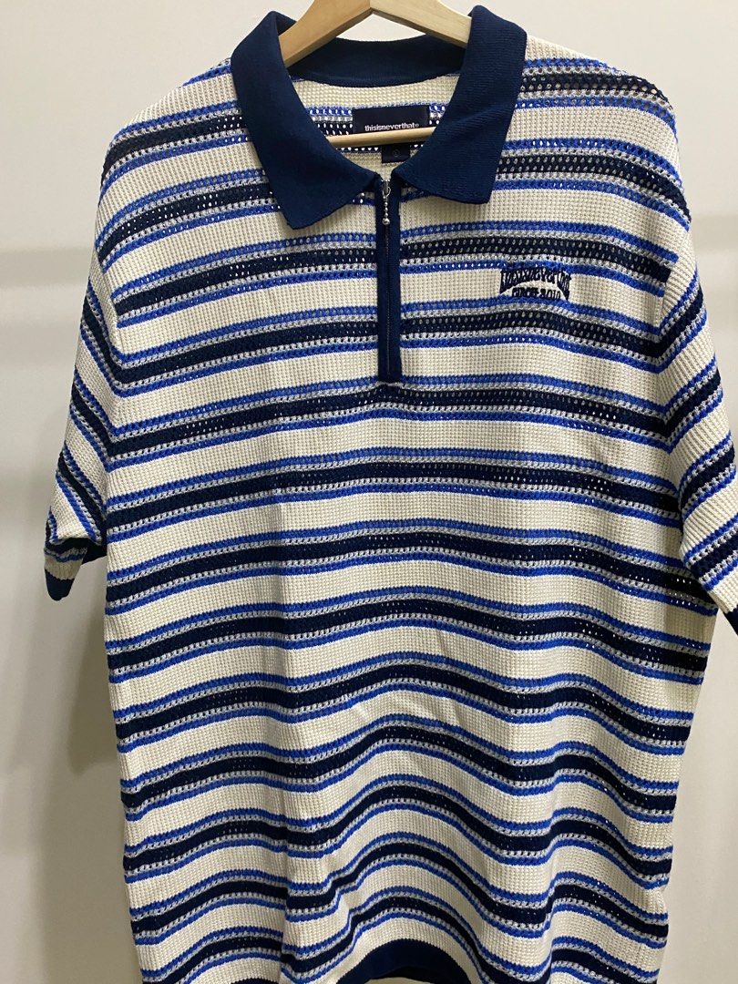 SS23 THISISNEVERTHAT Stripe Knit Polo Ivory L號, 他的時尚