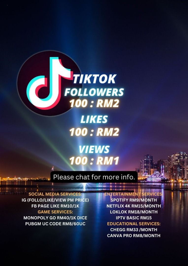 Tiktok followers fast and legit 100, Services, Others on Carousell