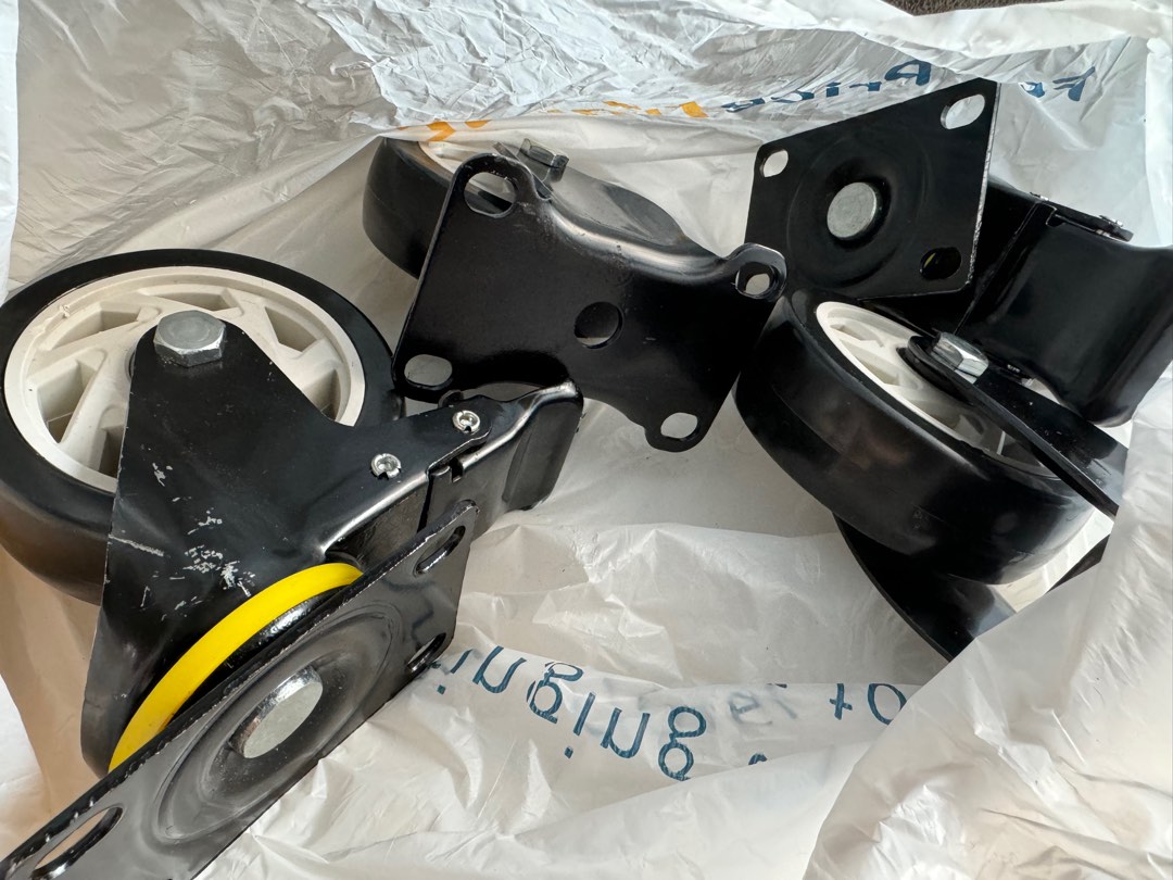 Trolley wheels with brakes (4inches), Furniture & Home Living, Home Improvement & Organisation