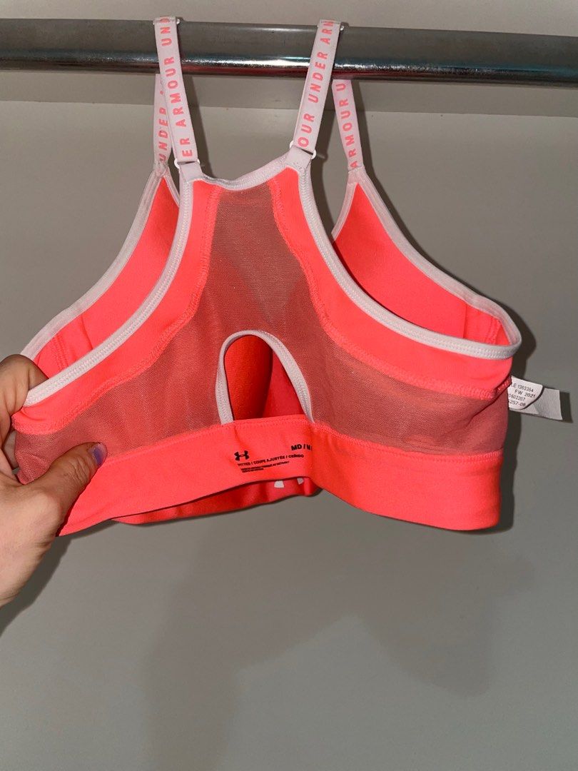 Under armour coral sports bra, molded cups