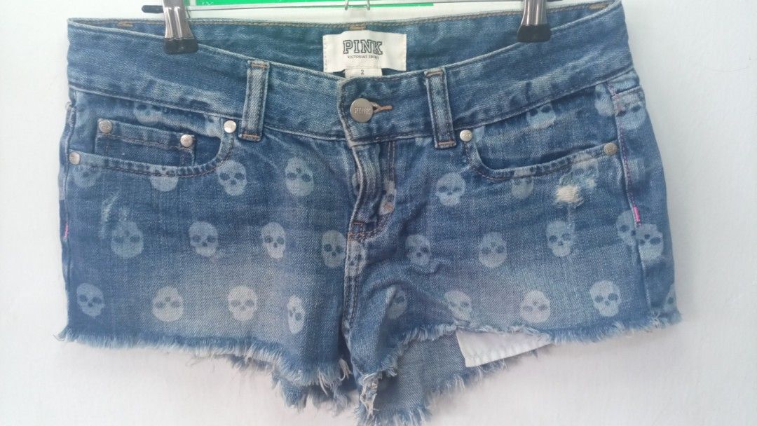 VICTORIA S SECRET PINK LIMITED EDITION SKULL DENIM SEXY MINI