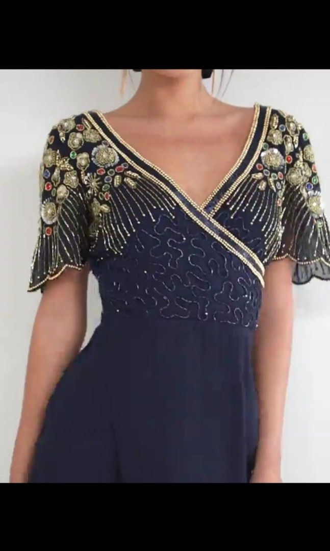 Virgos Lounge Julisa Embellished Wrap Midi Dress Women s Fashion Dresses Sets Evening dresses gowns on Carousell