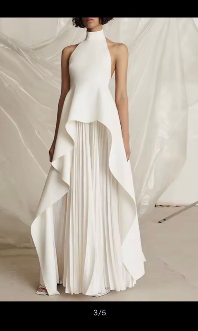 White halter clearance formal dress