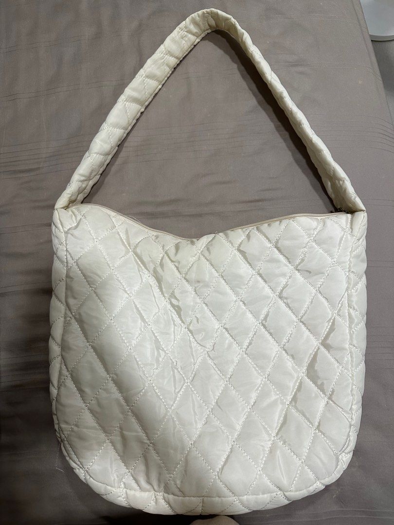 White sales quilted handbag