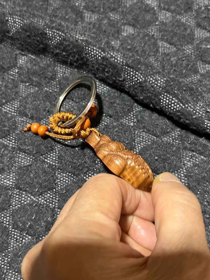 Wooden store fish keychain