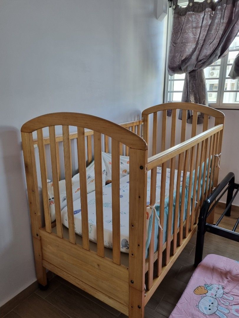 Wooden Baby Cot, Babies & Kids, Baby Nursery & Kids Furniture, Cots ...