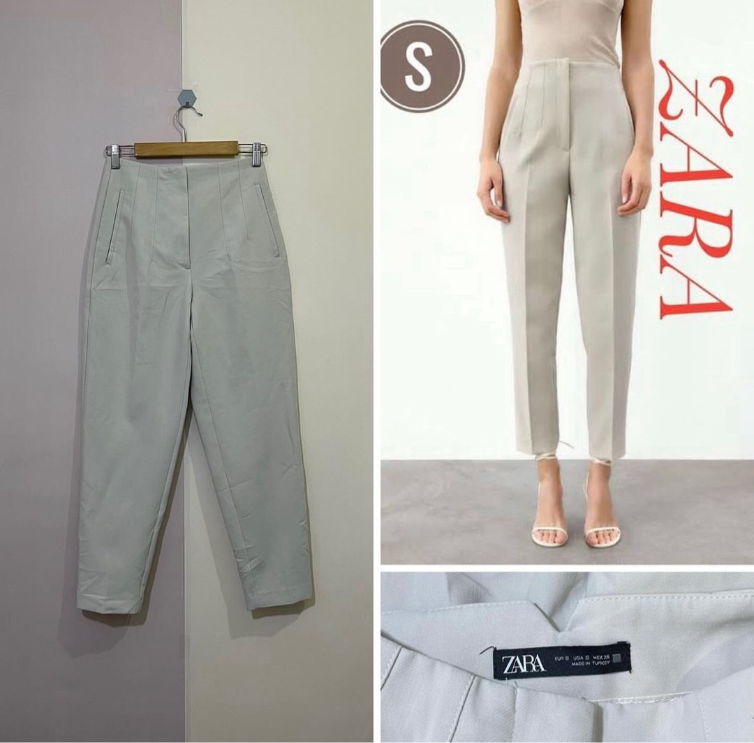 Zara Wide Leg Trousers Oyster White, Women's Fashion, Bottoms, Other  Bottoms on Carousell