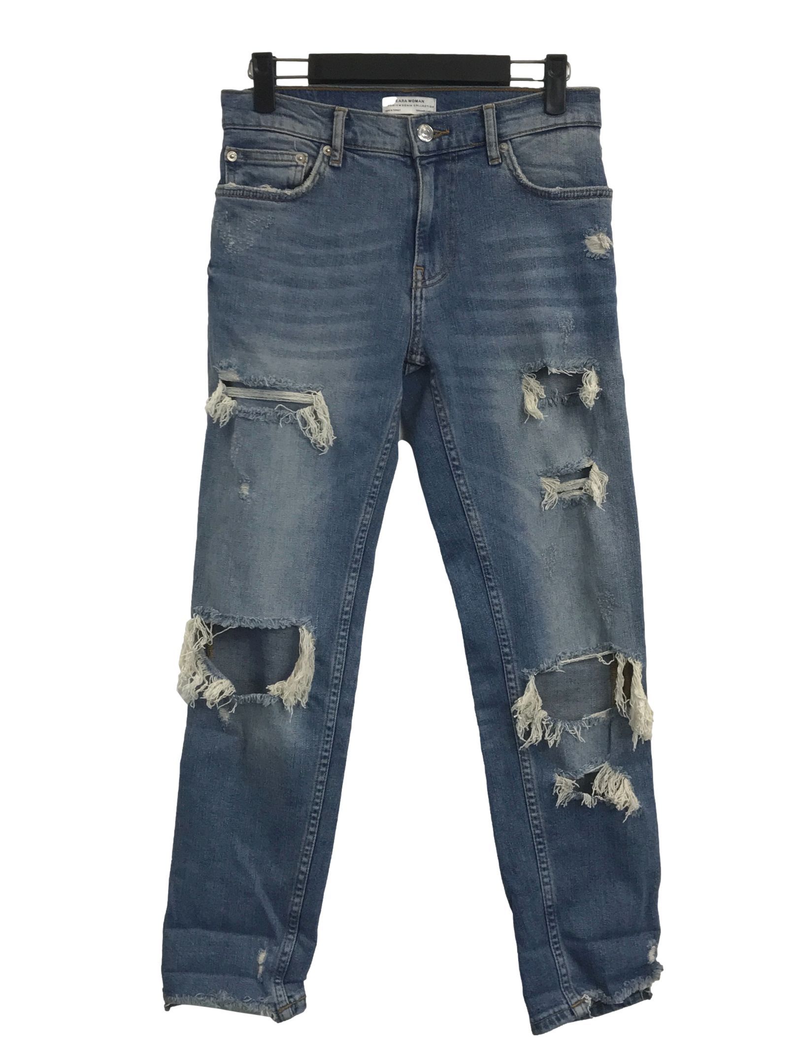 Blue ripped cheap jeans mens zara