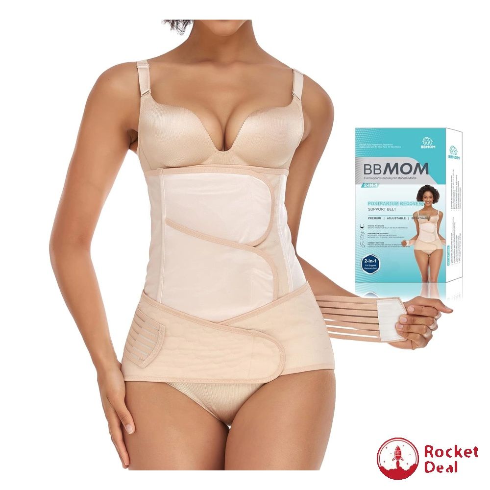 2 in 1 Postpartum Belly Support Recovery Belly Waist Pelvis Belt C Section  Postpartum Belly Wrap Band Corset Waist Trainer for Post Surgery Natural