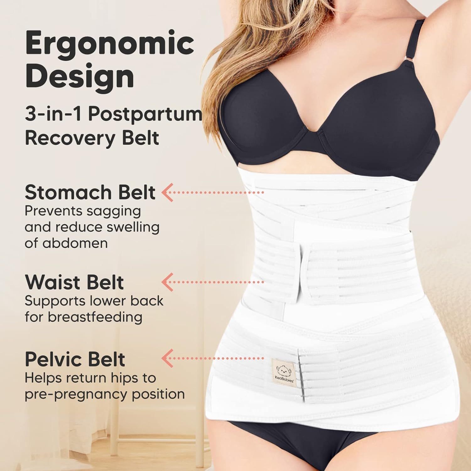 3 in 1 Postpartum Belly Support Recovery Wrap Belly Band for Postnatal Pregnancy Maternity Girdles for Women Body Shaper Tummy Bandit Waist Shapewear Belt Matte White One Size Babies