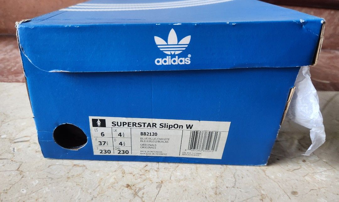 Original superstar slip on bleu on sale