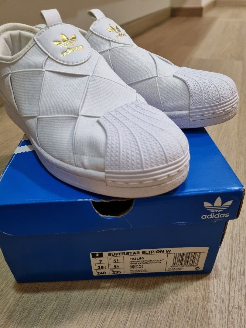 Adidas originals superstar slip on womens gold hotsell