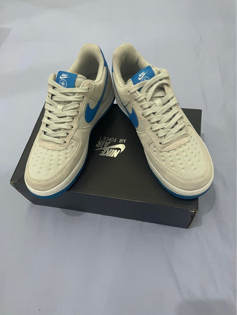 Tan and baby blue air force ones sales