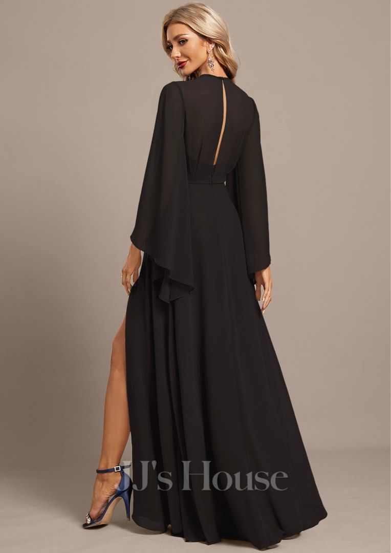 A line Scoop Floor Length Chiffon Evening Dress With Beading