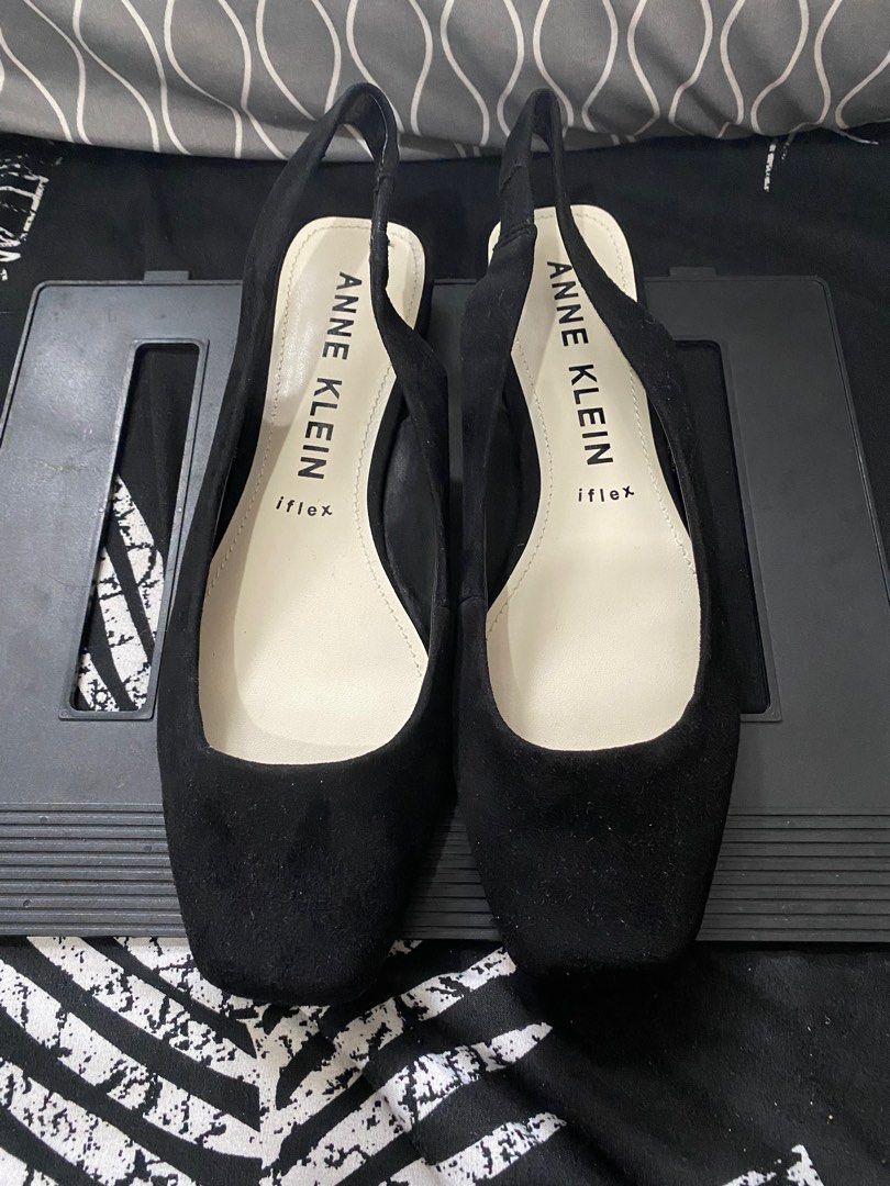 ANNE KLEIN iflex URVI square toe suede slingback flats US9 1 2