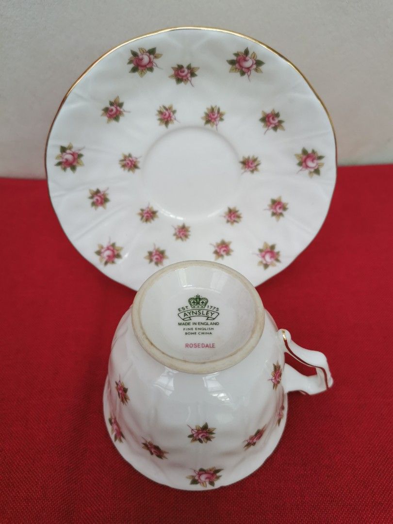 Aynsley Tea Cup Set (Rosedale), Furniture & Home Living, Kitchenware ...