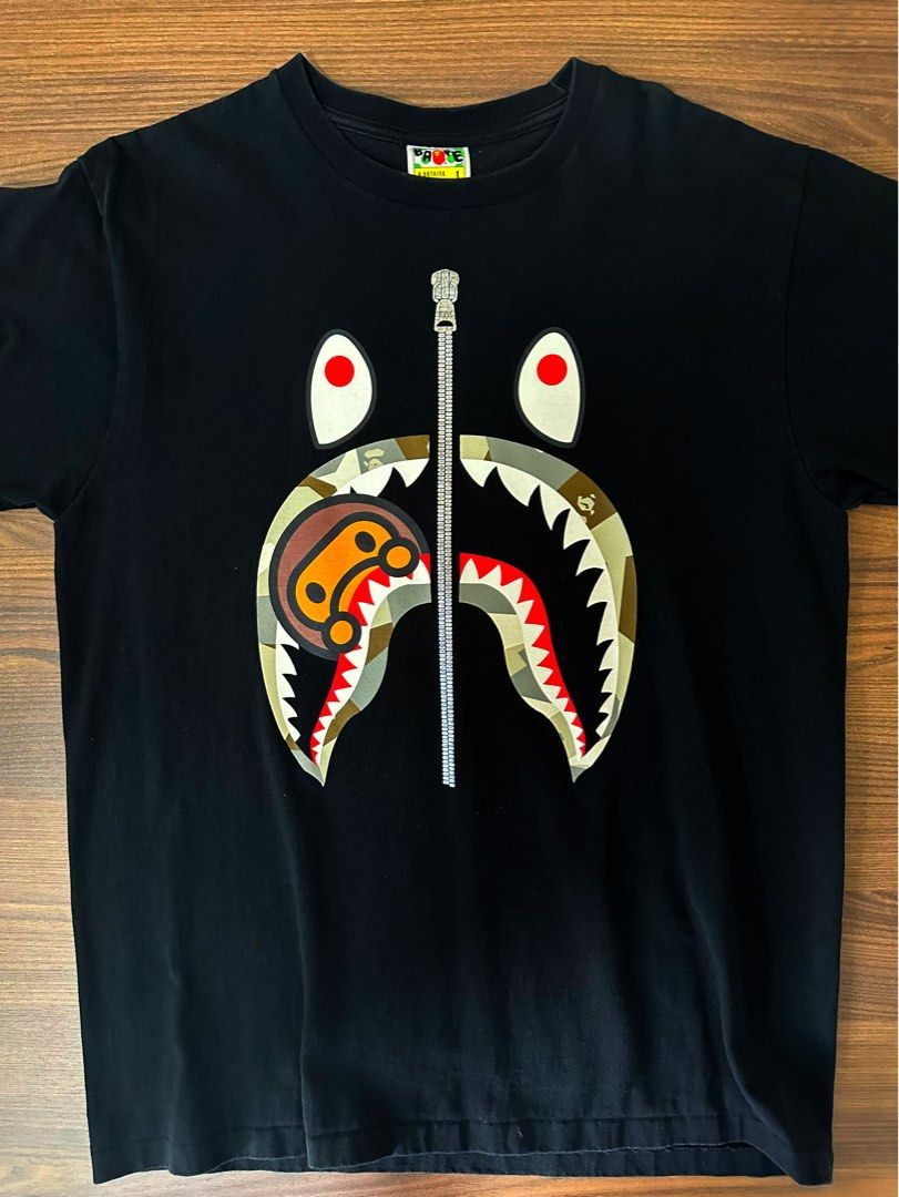 Black bape deals shark tee