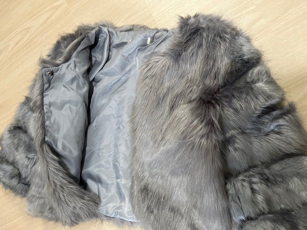 Furry grey jacket sale