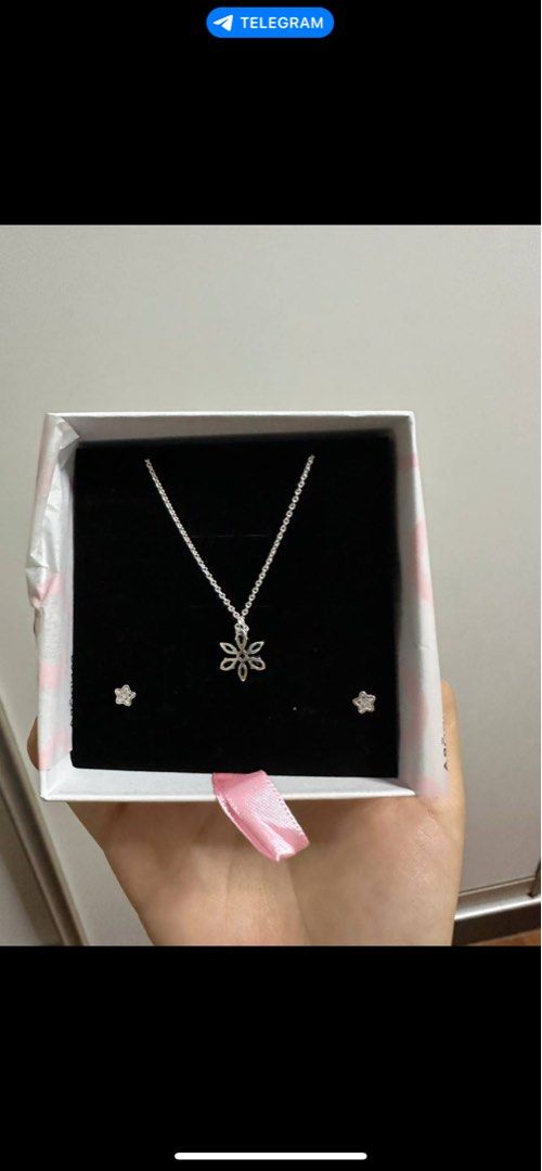 Pandora Heart Set - Women Birthday Anniversary Gift - Pandora Necklace and  Ring Set - Sparkling Pandora Set