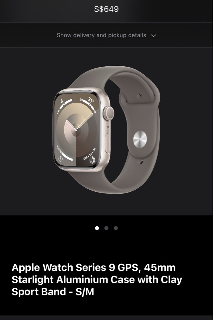 Apple Watch Series 9 GPS 45mm Starlight Aluminum Case with Starlight Sport  Band - S/M 