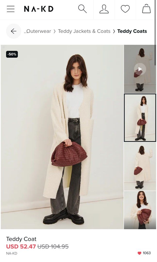 Brand New NA KD ASOS Teddy Longline Coat Women s Fashion Coats Jackets and Outerwear on Carousell