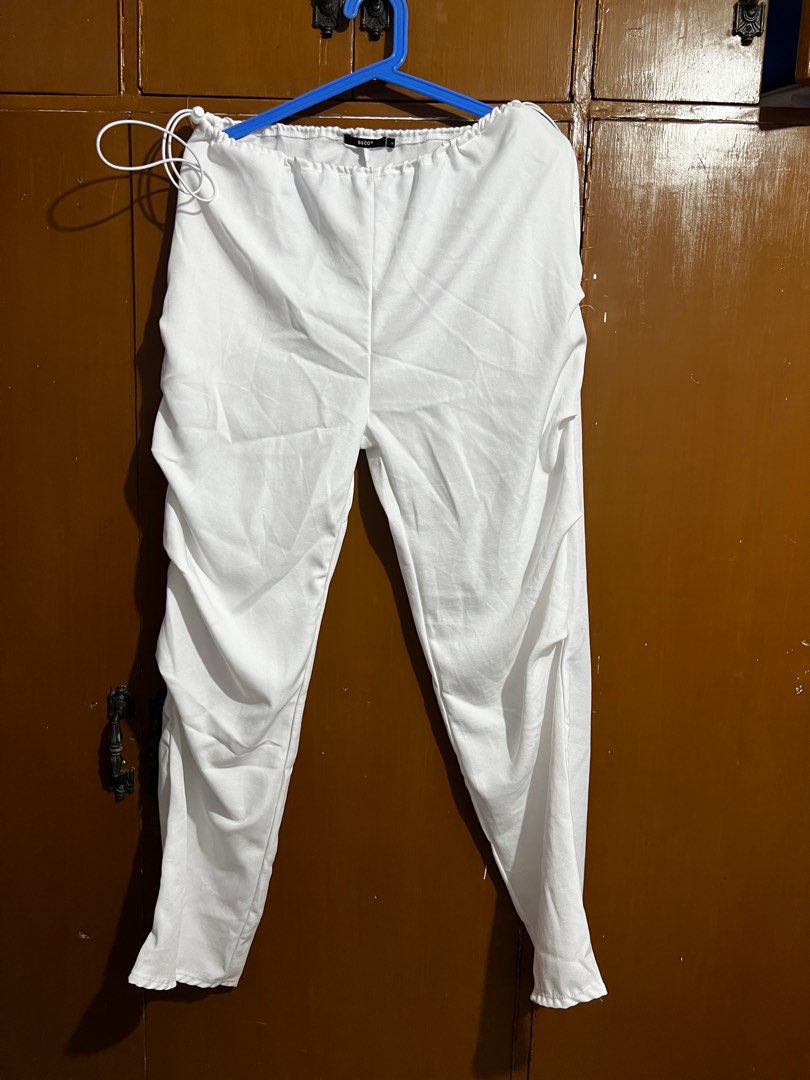 White Parachute Pants, Women's Fashion, Bottoms, Other Bottoms on Carousell