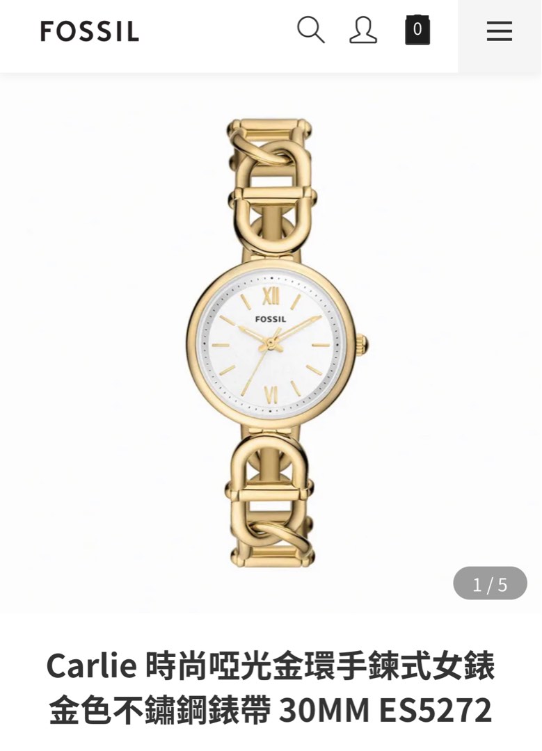 Carlie 時尚啞光金環手鍊式女錶金色不鏽鋼錶帶30MM ES5272, 她的時尚