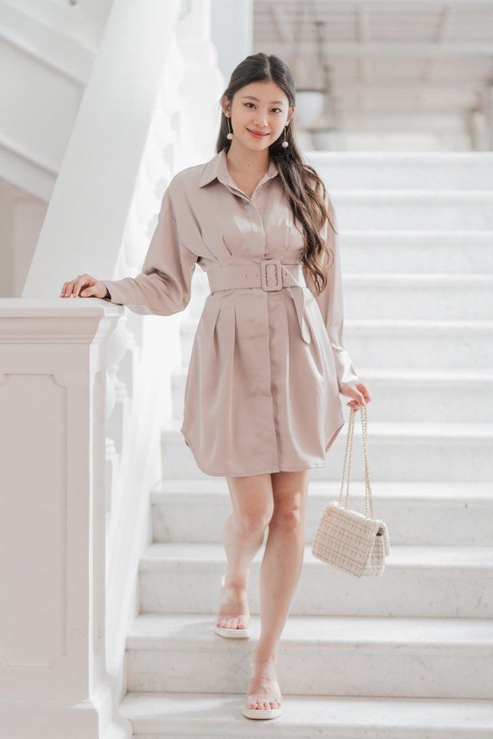 Dusty pink deals shirt dress