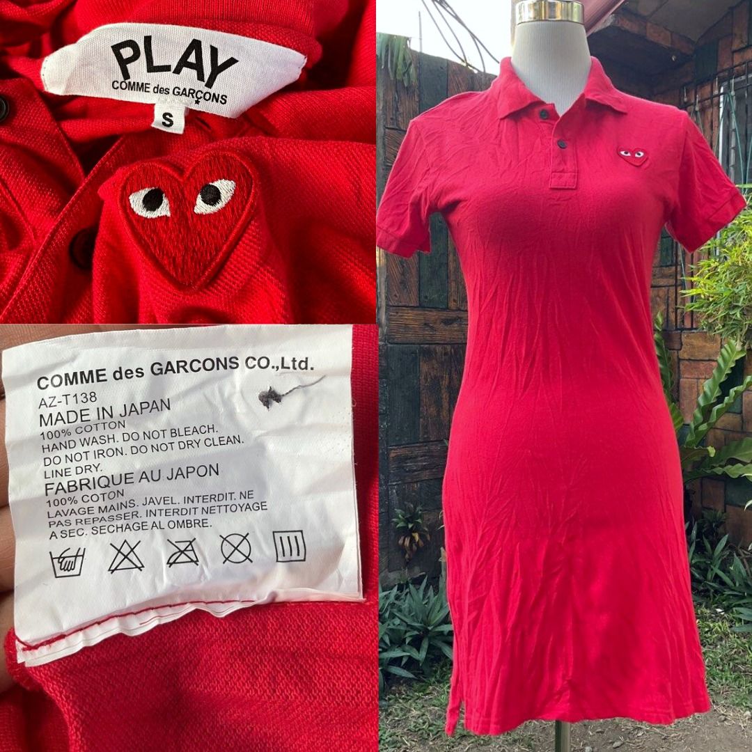 cdg Play Comme des Garcons Red Polo Dress CDG play red tennis dress CDG play golf dress Collared dress US Small