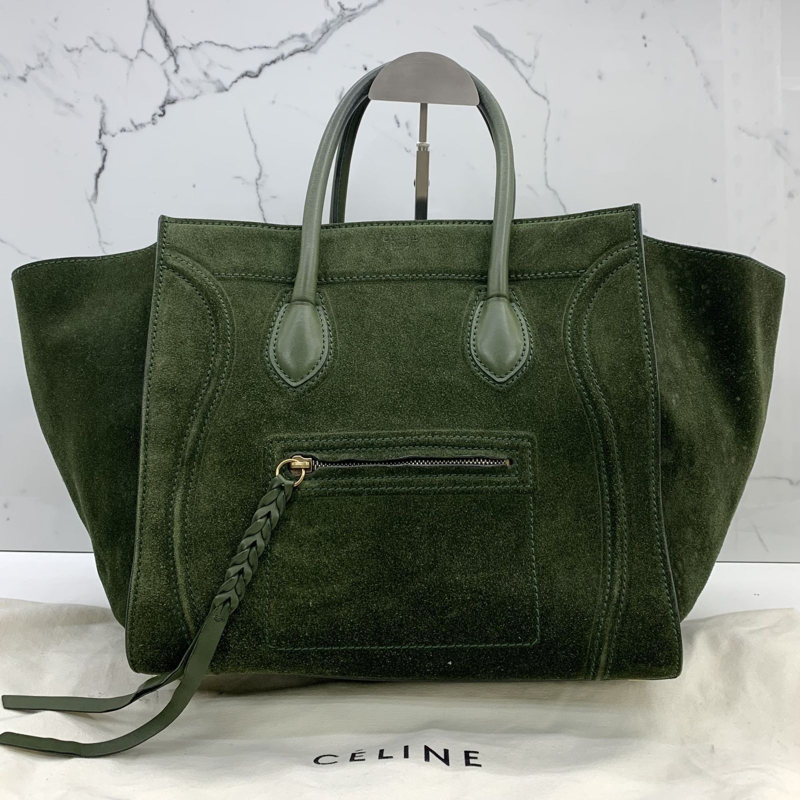CELINE GREEN PHANTOM SUEDE LUGGAGE BAG 237040409 AL Luxury Bags