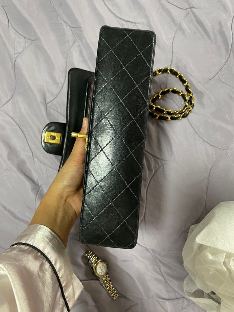 Chanel classic double flap lambskin medium 24k gold hardware (Category: Luxury Bags & Wallets) located in Pasay City. Submitted by iflyph (Listing ID 1271575488, Image 2). Description: Chanel classic lambskin medium 24k gold hardware 8/10 condition Bag only Authentic or money back guarantee Shipping or meetup in resorts world pasay.