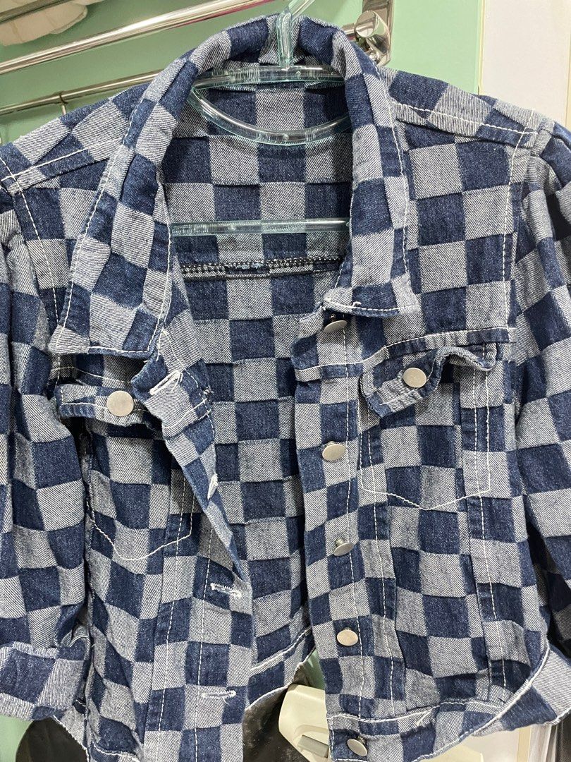 Dickies Cropped Checkered Denim Jacket - Macy's