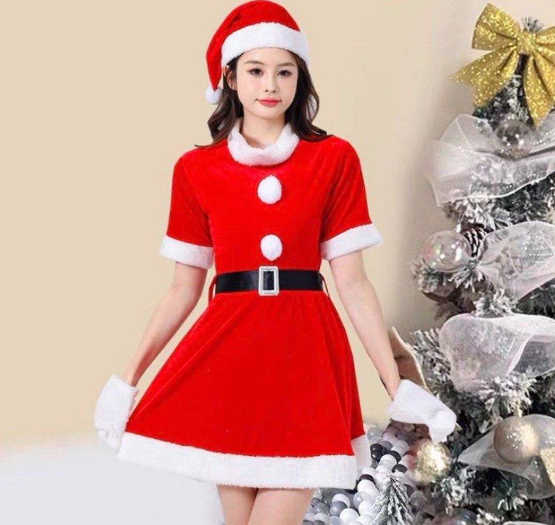 Adults Christmas Santa Costume Pure Desire Influencer Anchor Cross