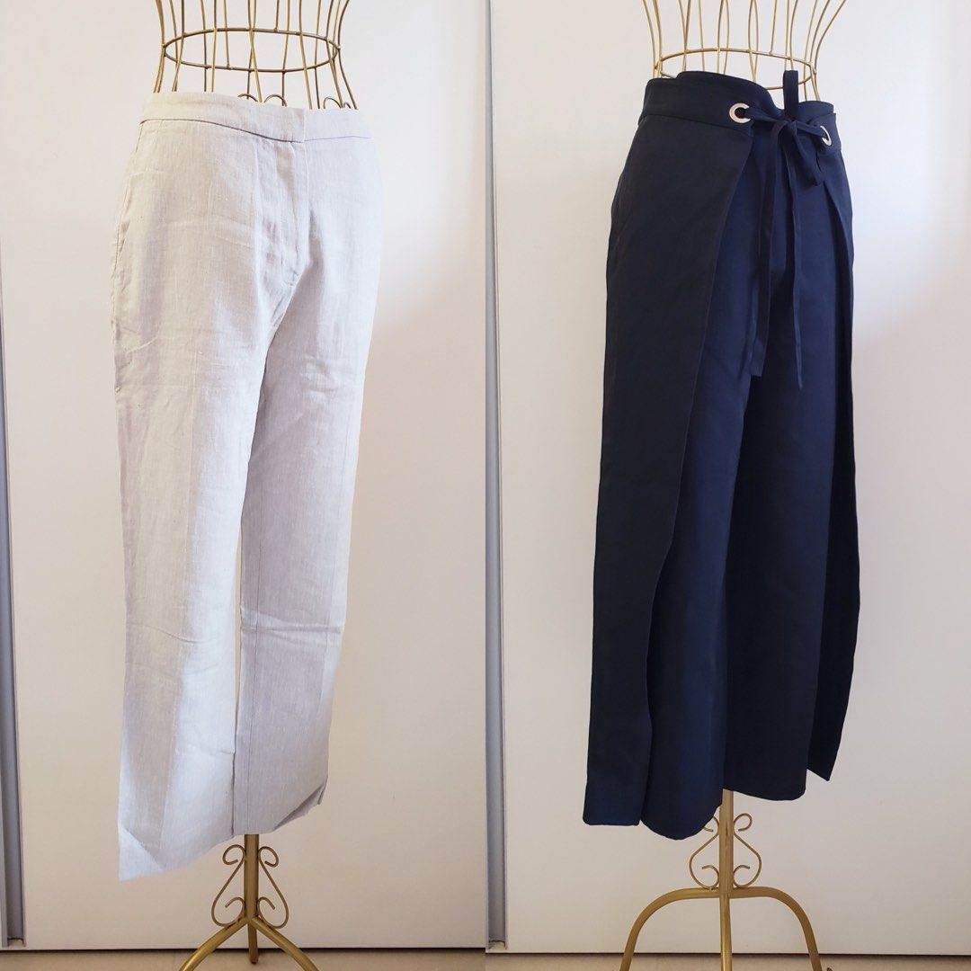 Club Monaco Wrap Style Black Pants Trousers H M Casual Summer Linen Pants Size 0 Size 34 Carousell