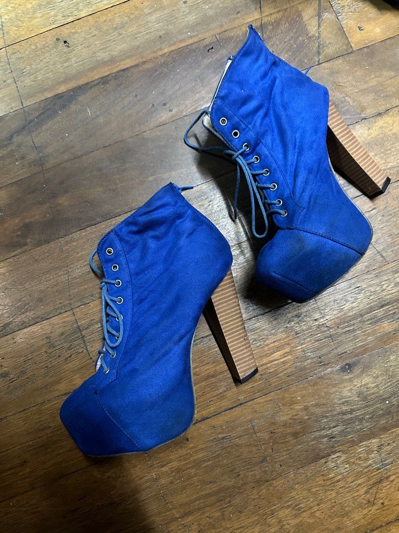 cobalt blue thigh high boots
