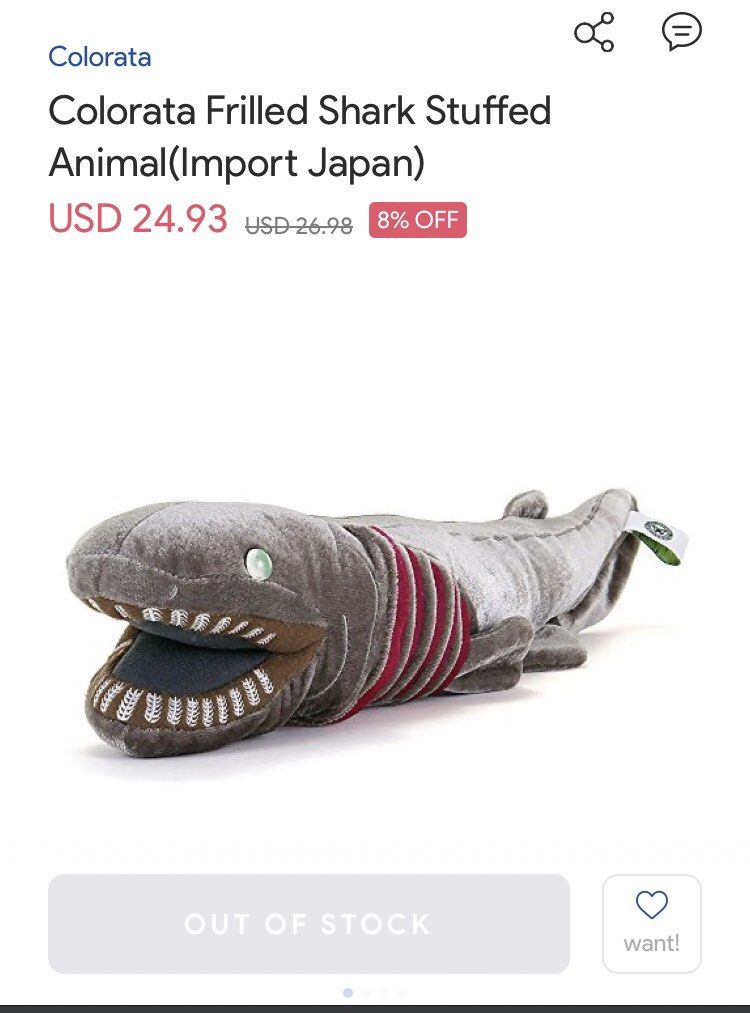 Frilled shark plush cheap