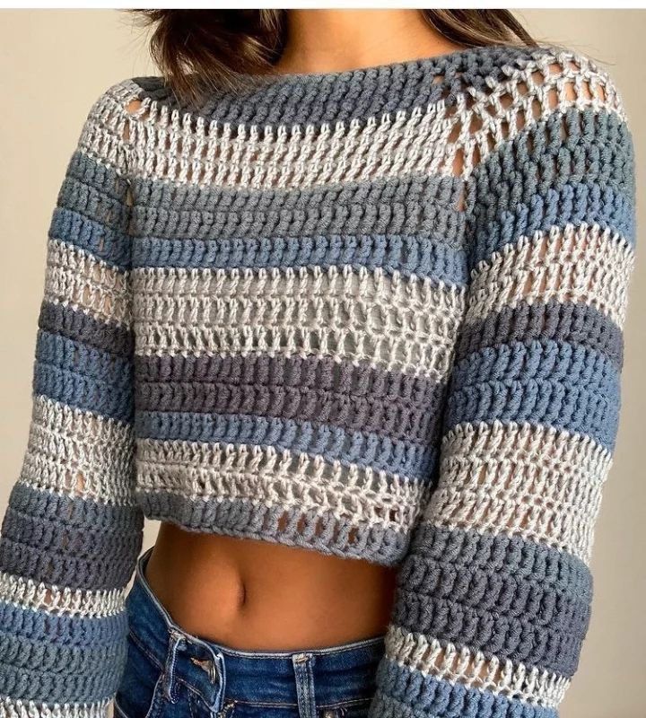 Womens Y2K Bolero Shrug Top - Long Sleeve Crochet Crop Top Mesh