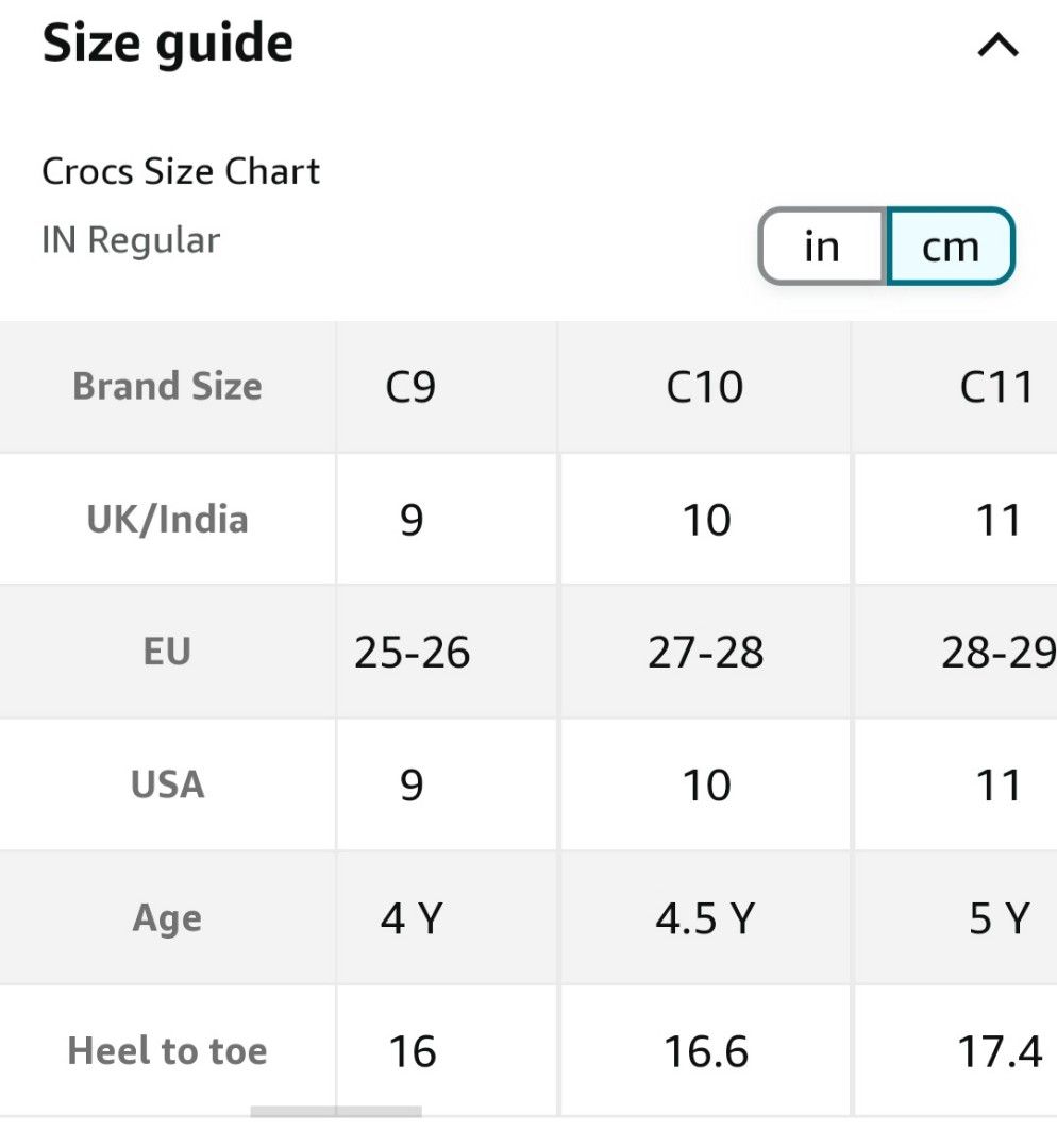 C10 size in crocs discount