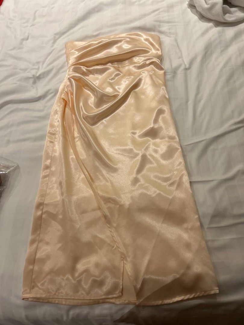 Custom Made ONE SIZE satin silk midi dress bridal dress Women s
