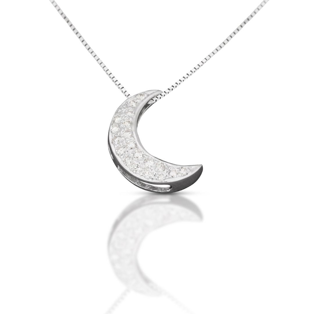 Elegant 0.35ct Half Moon Shape Diamond Necklace DP WG 198136
