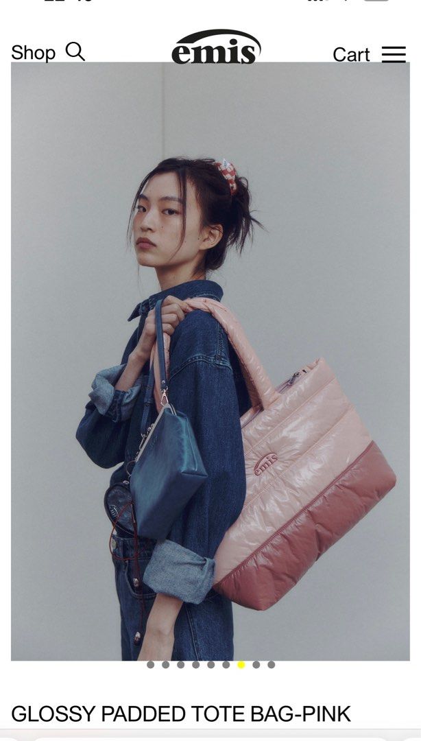 Emis GLOSSY PADDED TOTE BAG pink/ white/black 27/12到貨
